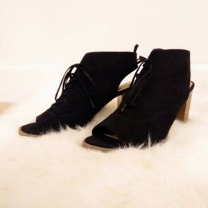 Gap Suede Peep-Toe Lace Up Booties